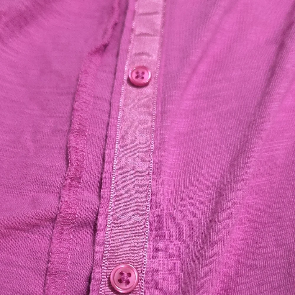 Soft Surroundings Mage/Pink Button Up Long Sleeve Lightweight Shirt Size Medium - Picture 6 of 7